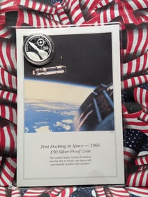 1966 $50 Marshall Islands- 1 Troy Ounce .999 Silver Proof Coin "First Docking In Space" With