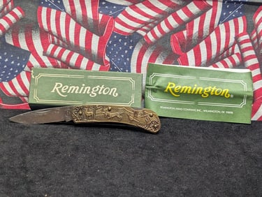 Remington R5 Brass Handle Lockback Knife