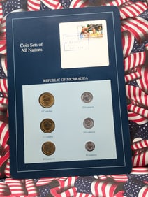 Central America Coin Set, Sealed, Including Stamp