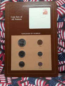 Kingdom of Norway Proof Coin Set, Sealed, Including Stamp