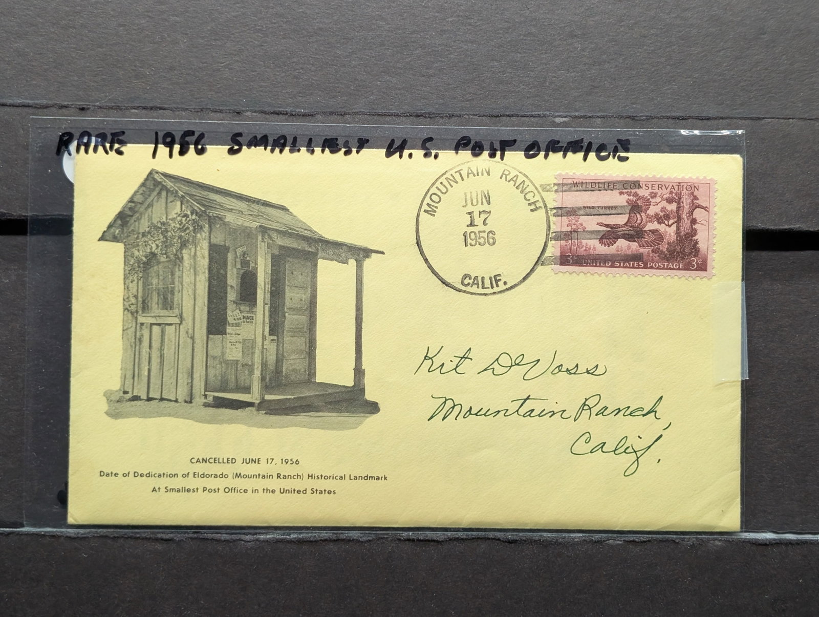 1956 Rare Smallest U.S. Post Office Cover, Mint: 1956 Rare Smallest U.S. Post Office Cover, Mint