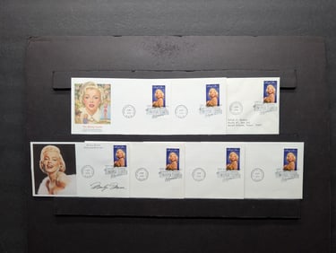 (7) Different Marilyn Monroe Cachets, All Mint