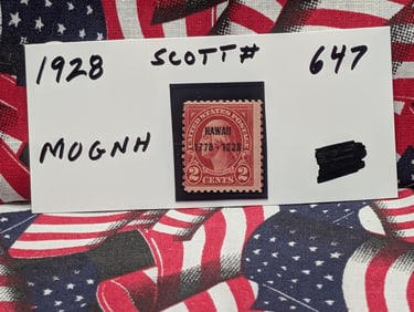 1928 Hawaii Washington 2 Cent Stamp, Mint, Original Gum, Never Hinged, Scott # 647