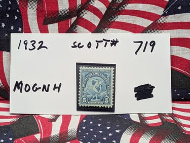 1932 L.A. Olympic 5 Cent Stamp, Mint, Original Gum, Never Hinged, Scott # 719