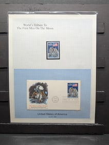 1989 U.S. World Tribute To First Man On The Moon, Mint, Original Gum, Never Hinged