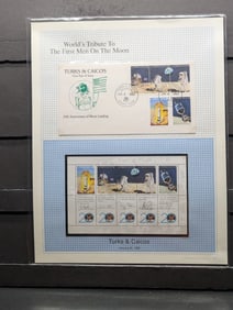 1990 Turks & Caicos World Tribute To First Man On The Moon, Mint, Original Gum, Never Hinged