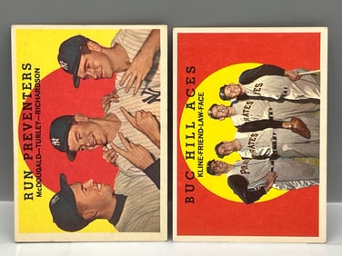 1959 Topps Run Preventers McDougald/Turley/Richardson #237 & Buc Hill Aces Kline/Friend/Law/Face