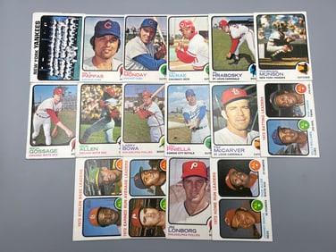 Lot of (16) 1973 Topps Baseball Cards W/ Stars Inc. Goose Gossage RC, Thurman Munson - Varying