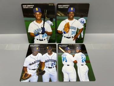 Lot of (4) 1991 Mother's Cookies Ken Griffey Sr. & Ken Griffey Jr. Baseball Cards - Varying