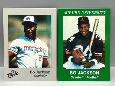 1986 Memphis Chicks Bo Jackson Minor League Pre-Rookie #28 & Auburn University Custom Card