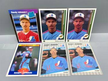 Lot of (6) Randy Johnson Baseball Rookie Cards - Varying Conditions