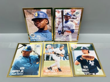 Lot of (5) 1991 Playball USA Gold Border Baseball Cards - Varying Conditions - Ken Griffey Jr. & Don