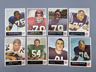 Lot Of (8) 1965 Philadelphia Football: HOF and Stars W/ Lilly, Olsen, Etc - Varying Conditions