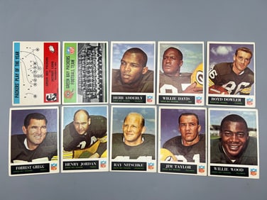 Lot Of (10) 1965 Philadelphia - Packers W/ Taylor, Nitschke, Wood, Adderly, Etc - Varying Conditions