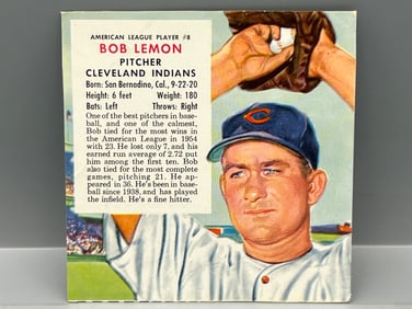 1955 Red Man #8 Bob Lemon - HOF - Indians