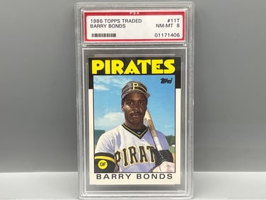 1986 Topps Traded Barry Bonds RC #11T PSA NM-MT 8