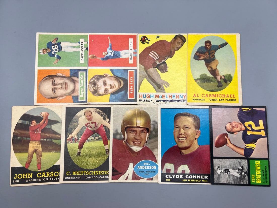 Lot of (9) 1957-1962 Topps Football Cards W/ Stars - Varying Conditions (1 of 2)