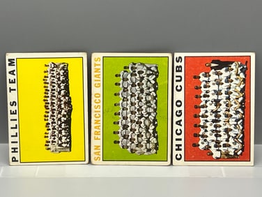 Lot of (3) 1964 Topps Baseball Team Cards - Varying Conditions