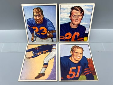 Lot Of (4) 1950 Bowman Football - Chicago Bears: #99, #135, #136, #137