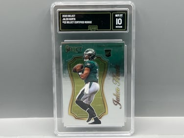 2020 Panini Select Jalen Hurts Certified RC #22 - Slabbed By GMA Grading