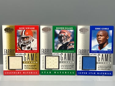 Lot of (3) 2001 Leaf Certified Materials Game Used & Numbered Jersey Relic Cards - Varying