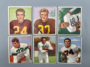 Lot Of (7) 1950 Bowman Football - #79, #112, #113, #117, #138, #139 - Varying Conditions