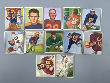 Lot Of (12) 1950 Bowman Football - Varying Conditions