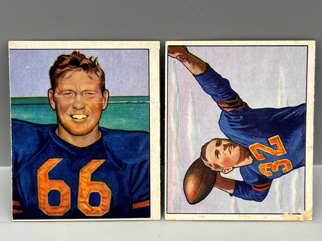 Lot Of (2) 1950 Bowman - Bears - HOF - #26 Johnny Lujack, #28 Bulldog Turner (1 of 2)