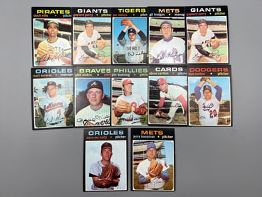 Lot Of (12) 1971 Topps Baseball HOF and Stars Pitchers and Managers - Varying Conditions