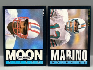 1985 Topps Warren Moon RC #251 & Dan Marino #314 2nd Year Card