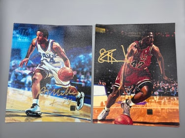 2000-01 Topps Reserve Andre Miller & Elton Brand Oversized Canvas Autos - Topps COA Hologram