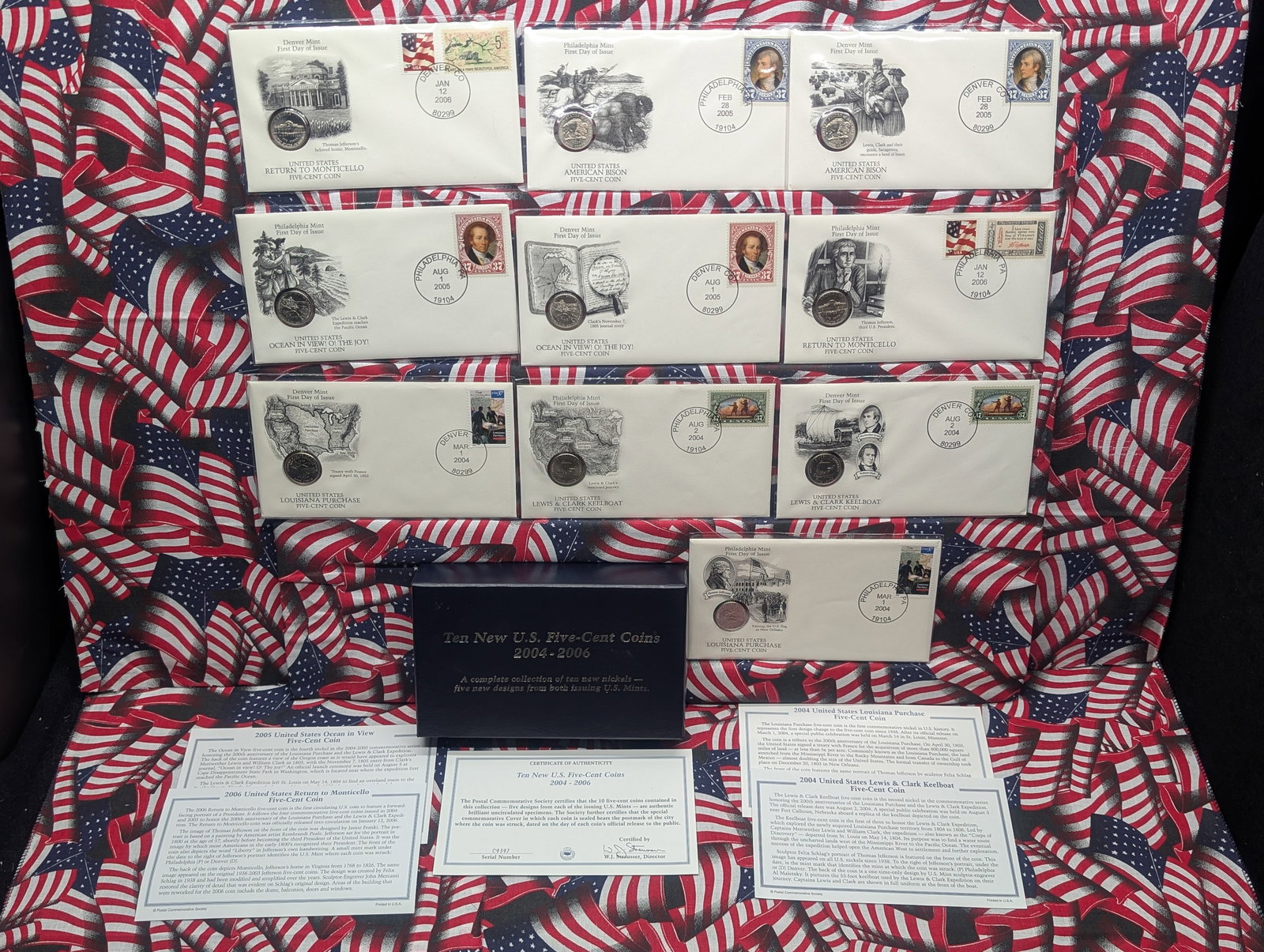 (10)*BRILLIANT UNC - First Day of Issue* 2004-2006-P&D Jefferson Westward Journey Nickel Collection (1 of 13)