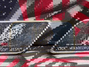 1 Oz. .999 FINE SILVER George Washington / Peace Liberty Designed Art Bar.