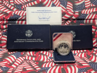 1996-P PROOF Smithsonian Institution 150th Anniv. Commemorative Silver Dollar in OGP w/ COA.