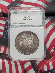 1880-S Morgan Silver Dollar - PCI Cert. MS61 .