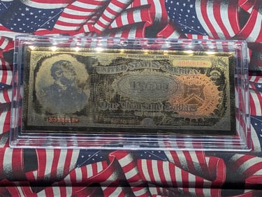 100mg 24k Gold 1890 Series $1000.00 Gold Certificate Star Commemorative Note in Display Case.