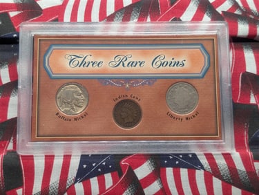 Three Rare U.S. Coin Collection in Display w/ COA.