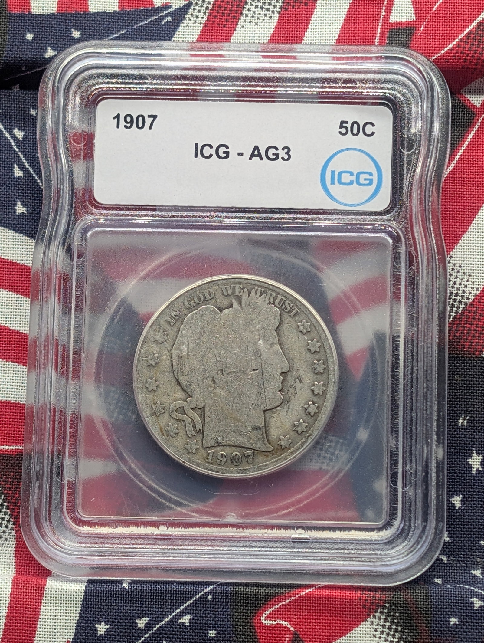 1907 Barber Silver Half Dollar - ICG Cert. AG 3. (1 of 4)