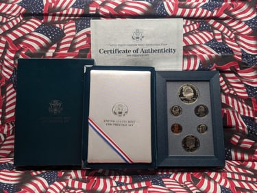 1990 P&S U.S. Mint Prestige Set in OGP w/ COA - Includes Eisenhower Commemorative Silver Dollar.