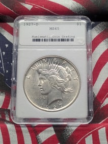 1927-D Peace Silver Dollar - NCG Cert. MS65 *Better Date* "NOT Graded by NGC".