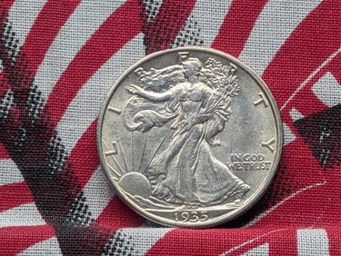 1935-S Walking Liberty Silver Half Dollar w/ Filed Rim *AU/UNC*.