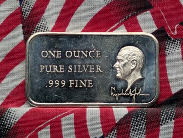 1 Oz. .999 FINE SILVER Lyndon B. Johnson Designed Art Bar.