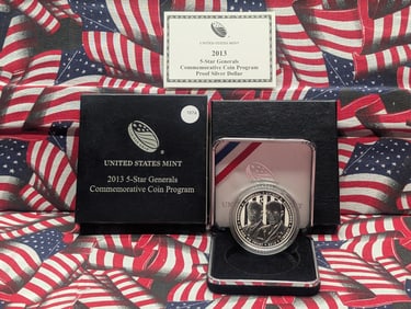 2013 P Five Star Generals Commemorative $1. GEM Proof in original box plus COA.