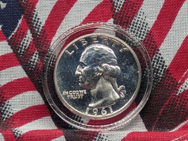 1961 PROOF Washington Silver Quarter in Capsule.