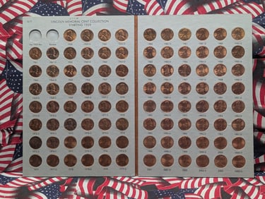 94 Lincoln Memorial Cents in Dansco folder. Complete from 1959-2003 D. No varieties. Red BU.