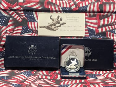 1997-S PROOF Jackie Robinson Commemorative Silver Dollar in OGP w/ COA.