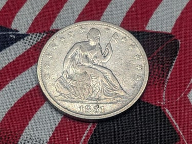 1861-O w/ Drapery Seated Liberty Silver Half Dollar *FINE+*.
