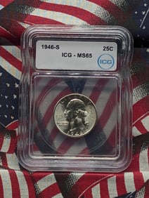 1946-S Washington Silver Quarter - ICG Cert. MS65.