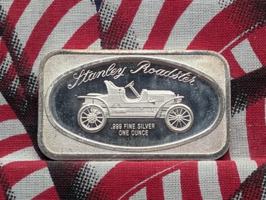 1 Oz. .999 FINE SILVER Stanley Roadster Designed Art Bar.