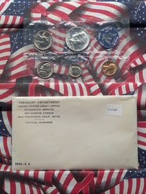 1965 Special Mint Set. Pristine coins and envelope. 40% silver Kennedy half.